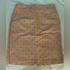 Geometric Patterned Peach Orange Skirt